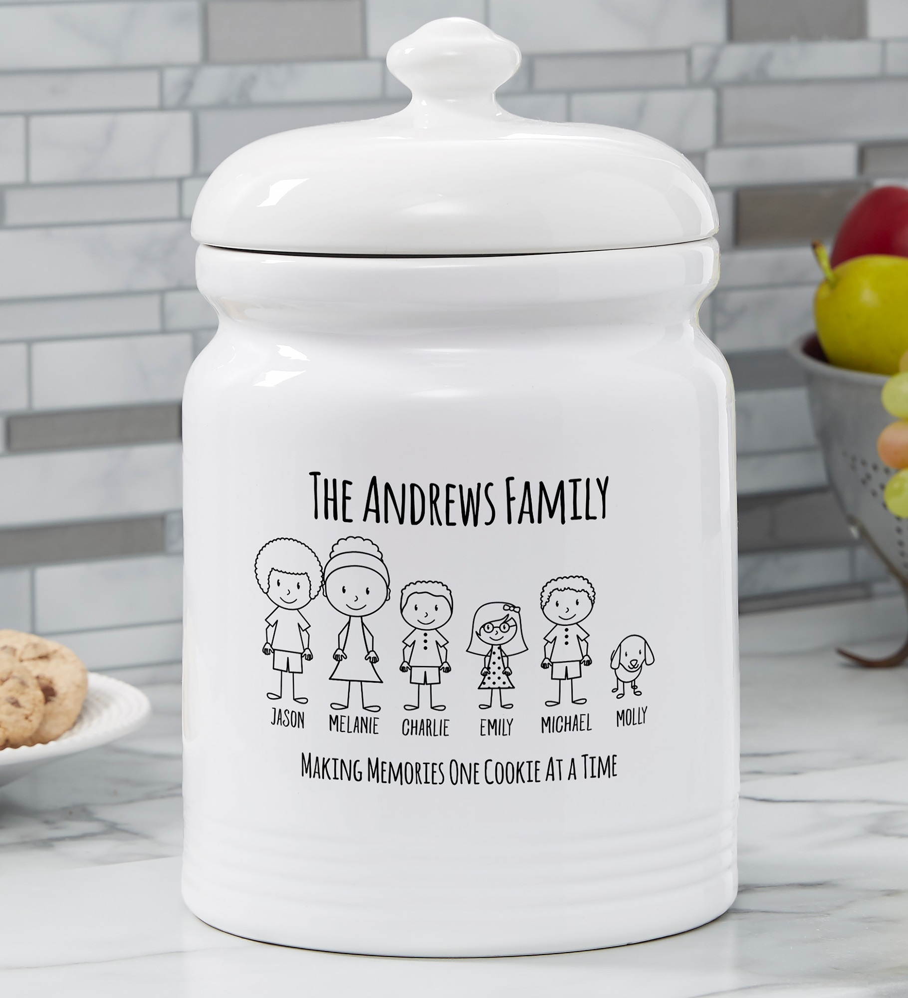 Stick Figure Family Personalized Cookie Jar